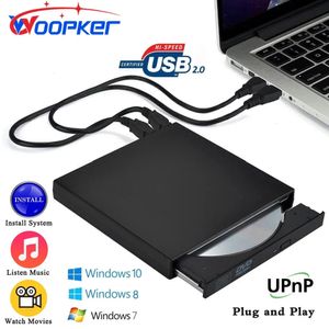 Woopker USB 2.0 External DVD Player CD Drive Mp3 Music Movies Reader Portable pour Windows 7 8 10 ordinateur portable ordinateur PC 240415