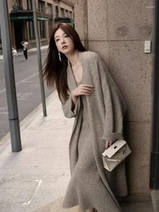Work Dresses 2023 Women's Autumn And Winter Thickened Comfortable Loose Long Sweater Jacket Knitted Dress Two Piece Set