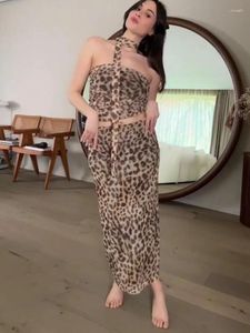 Vestidos de trabajo elegantes top de estampado de leopardo