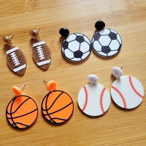 Boucles d'oreilles de sport coupe du monde, breloques en acrylique, clous d'oreilles, Football, basket-ball, Baseball, Rugby, pendentif, accessoires de mode