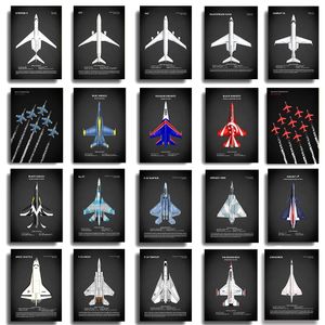 World Famous Aircraft Fighter tin Poster Military Fan School Education Airplane Living Painting Wall Art Home house Decor metal Poster tin sign Size 30X20CM w02