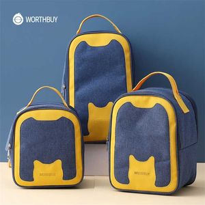 Worthbuy Bolsa de almuerzo de viaje portátil Bolsa de almuerzo térmica Oxford para mujer Niños Escuela Picnic Bolsa de contenedor de alimentos impermeable 211108