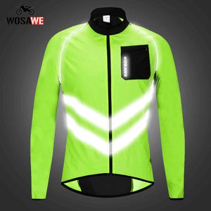WOSAWE Jaquetas de segurança refletivas masculinas à prova de vento à prova d'água Moto Rider casaco de manga comprida jaqueta roupas de motocicleta