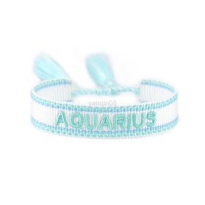 Pulsera de amistad tejida para mujeres Pulseras de cuerda ajustable Constelación de algodón Borla Pulsera de bordado Joyería al por mayor G220801