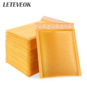 Enveloppes à bulles en papier Kraft jaune, 100 pièces, sacs d'expédition rembourrés, sacs d'expédition pour emballage de Boutique, pochette d'emballage cadeau