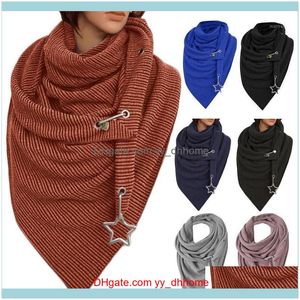 Wraps Chapeaux, Foulards Gants Mode Aessoriesscarves Femmes Hiver Épaissir Grande Écharpe avec Bouton Crochet Étoile Pendentif Casual Couleur Unie Ribb