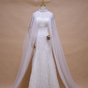 Enveloppe des vestes à la main Veil de mariage châle Crystal Cathédrale Bridal Bijoux Bijoux Charmes Tail Long Soft Yarn Crape Cape