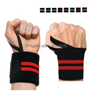 Wrist Support 1 Pair Sport Wristband Weight Lifting Gym Training Brace Straps Wraps Crossfit Powerlifting Hand Bands Drop Delivery S Dhxuy
