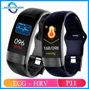 Pulseras P11 Pulsera de fitness Ecg HRV Hombres Smart Women Women Presión arterial Presión inteligente Impermeable Smartwatch para iPhone Xiaomi