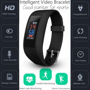 Bracelets Spied Spied Touch Intelligent Bracelet Pidomètre Calorie Calorie Moniteur Smart Watch Camera HD 1080P VIDEO VICHY Recorder Sports DV
