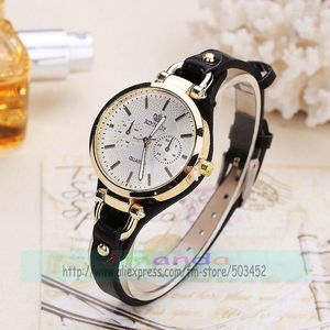 Montre-bracelets 100pcs / lot Fashion Elegance Leather montre pour les femmes enveloppez le poignet décontracté horloge