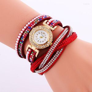 Montres-bracelets 100pcs / lot plein cristal mini bracelet en cuir montre mode Fulaida coloré diamant quartz élégance pour les femmes en gros