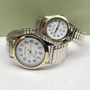 Montre-bracelets 100pcs / lot de haute qualité Silver Gold Elastic S Trap Steel Band Lovers Quartz Watch Gift Watches for Men and Women Wholesale