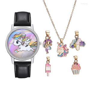 Montres-bracelets 6 pièces 2023 Bracelet montre ensemble dessin animé mode luxe bande cristal femmes dames montre-bracelet montres dame Relogio Feminino Reloj Mo