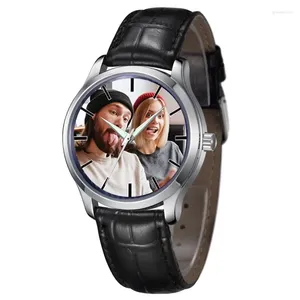 Montres-bracelets A3324m personnalisé Po impression avec photo hommes montres en cuir montre à quartz hommes de luxe étanche Relogio Masculino Esportivo horloge