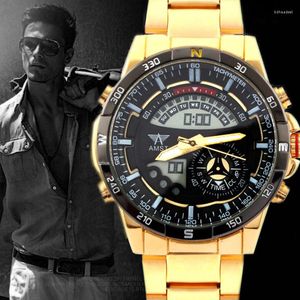 Montres-bracelets AMST hommes montres analogique numérique Led sport hommes plaqué or horloge double affichage militaire mâle Relogio Masculino