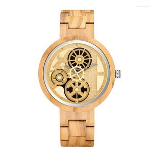 Relojes de pulsera Reloj de pared de estilo antiguo Engranaje de madera Decorativo Horloge Personalidad Reloj de sala de estar romano Relojes creativos silenciosos