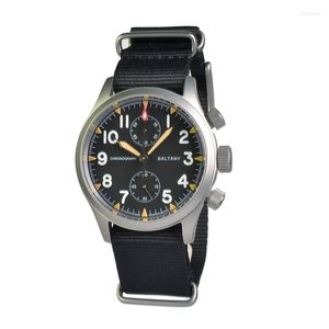 Wristwatches Baltany Mens Watches Chronograph Watch 39mm Military Quartz Wristwatch Sapphire 100M Waterproof VK61 BGW-9 Luminous