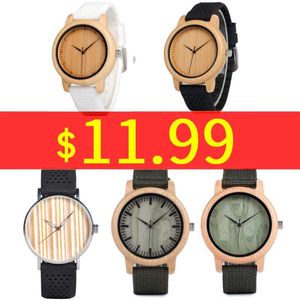 Montres-bracelets OISEAU Bois Bambou Montre Pour Hommes Femmes Marque Designer Montres 2022 Bande En Nylon Souple Carton Horloge Boîte Cadeau Relogio MasculinoWrist