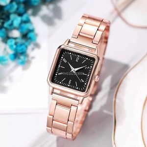 Wallwatches Business Quartz Watch Women Gold Rose Fashion Simple Casual Wristwatch Wall Wall Wall Luxury Lady Square Relojes Relogio Feminino