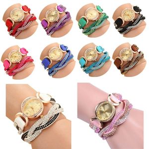 Muñecos de pulsera Color Candy Fashion Rinestone Beling Beling Pu Leather Pulsera Matretería Mirando óvalo de Corea del Sur Quartz LL