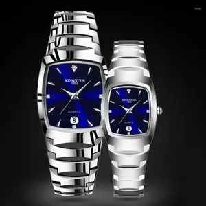 Montres-bracelets Couple Quartz Montre Pour Hommes Femmes Élégant Dames Calendrier Tungstène Couleur En Acier Reloj Mâle Homme D'affaires Horloge De Luxe Montre-Bracelet