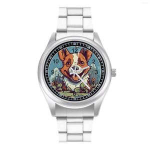 Montres-bracelets chien montre à Quartz dessin animé Nature Style acier Po montres-bracelets hommes Gym fantaisie Promotion montre-bracelet