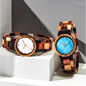 Relojes de pulsera exportados a Japón, relojes de madera para mujer, conchas de perlas, conjunto de madera colorido, reloj de moda Simple al por mayor