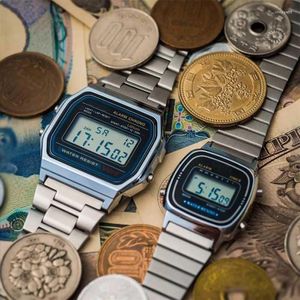 Relojes de pulsera F91W Reloj con correa de acero para mujeres Hombres Vintage LED Relojes deportivos digitales Pareja Pulsera electrónica Reloj Damas Gif264m