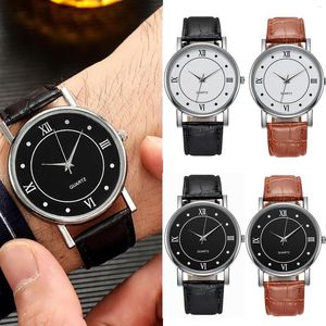 Montres-bracelets mode noir Quartz hommes montres marée marque bracelet en cuir grand cadran hommes affaires horloge goutte Relojes Hombre