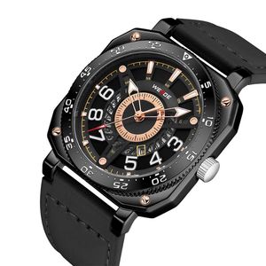 Montres-bracelets marque de mode WEIDE Sport montre hommes Quartz bracelet en cuir 30 m étanche homme grand cadran horloges d'affaires Orologio Uomo