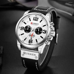 Montres-bracelets mode classique noir blanc chronographe montre hommes CURREN 2023 hommes montres décontracté Quartz montre-bracelet mâle horloge Reloj