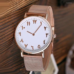 Montres-bracelets Design de mode chiffres arabes montre femmes montres or Rose maille bande Quartz prix DropWristwatchesWristwatches Thun22