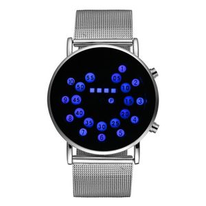 Relojes de pulsera Moda Digital Hombres Deporte al aire libre Luminoso Electrónico LED BinaryS1 Reloj de pulsera binario
