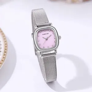 Montre-bracelets Fashion Femmes Watchs Band en maille en acier inoxydable Regarder Rhinestone Dial Luxury Dames Quartz Troche de bracelet