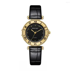 Relojes de pulsera Reloj para ocasiones formales Elegante para mujer Cuarzo con esfera de estilo retro Correa de cuero de imitación ajustable Alta para oficina