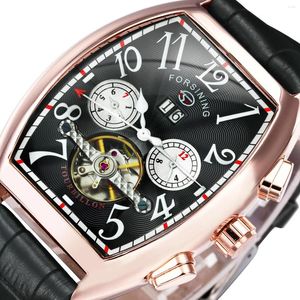 Montres-bracelets Forsining Date Mois Affichage Boîtier En Or Rose Hommes Montres Top Montre Mécanique Automatique Hommes Montre Homme Horloge