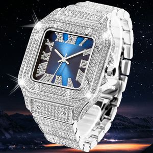 Montres-bracelets Full Bling Iced Out Watch pour hommes Hip Hop Rapper Quartz Montres pour hommes Montre-bracelet Clasic Square Case Diamond Reloj Hombre Dropship 221128