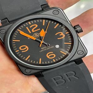 Relojes de pulsera Reloj para hombres de gama alta Mecánico automático Campana de lujo Acero inoxidable Cuero marrón Caucho negro Ross Reloj de pulsera 265f