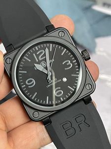 Relojes de pulsera Reloj para hombre de gama alta Mecánico automático Campana de lujo Acero inoxidable Cuero marrón Caucho negro Ross Reloj de pulsera 252z