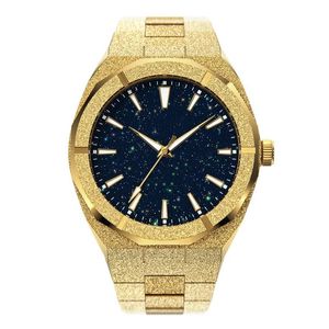 Relojes de pulsera Hombres de alta calidad Moda Frosted Star Dust Watch Acero inoxidable 18K Oro Cuarzo Analógico Muñeca para 221025267M