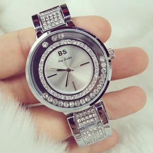 Relojes de pulsera de alta calidad con diamantes de imitación, reloj de pulsera de acero inoxidable, reloj de pulsera sencillo a la moda con lazo de diamante para mujer
