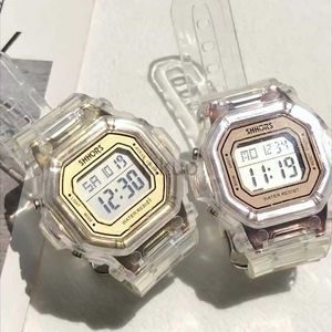 Relojes de pulsera INS Harajuku Relojes impermeables de primera calidad Deportes casuales Transparentes Cuadrados Noctilucentes Relojes electrónicos digitales para mujeres 24329