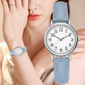 Montre-bracelettes Japan ment Femmes quartz faciles à lire les chiffres arabes simples cadran pu bracele