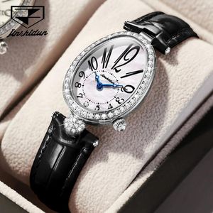 Montre-bracelets JSDUN Brand Fashion Luxuriou Woards Watchs Watchs Strap Impterproof Le cuir importé Mouvement de quartz Watch avec Diamants Elegant