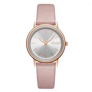 Relojes de pulsera Julius Classic Reloj para mujer Japón Mov't Elegante Horas de moda Reloj Pulsera de cuero real Caja de regalo de cumpleaños para niña