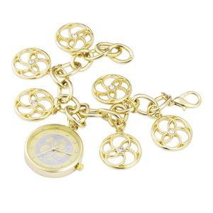 Relojes de pulsera Reloj de pulsera con cadena de pulsera de oro plateado para mujer, reloj de pulsera de cuarzo Movt japonés con esfera redonda para mujer