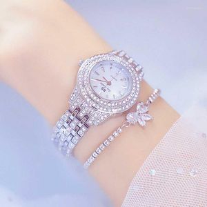 Montres-bracelets dames montre-bracelet Bracelet montres ensemble mode robe strass diamant pour femme argent horloge