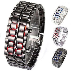 Relojes de pulsera Lava Iron Samurai para Hombre, Reloj de pulsera de acero inoxidable de lujo, relojes LED para Hombre, Reloj deportivo electrónico Digital para Hombre, Reloj de pulsera