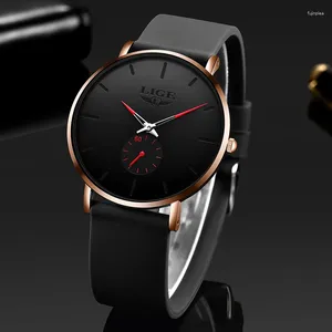 Montre-bracelets LIGE 2024 Fashion Sports Mens Watchs Top Immasproofing Simple Ultra-Thin Watch Men Horloge Quartz Relogio Masculino